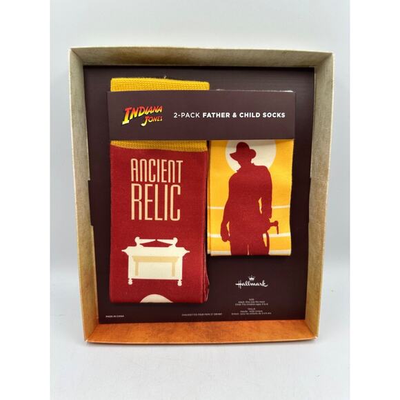 Hallmark Indiana Jones Adult and Child Relic and Archeologist Socks Pack of 2 - Picture 1 of 2